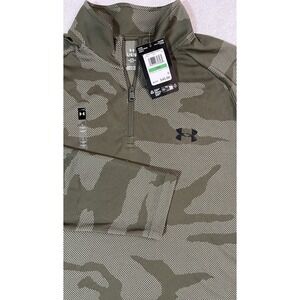 NWT Under Armour Velocity Jacquard 1/4 Zip Pullover Men Large Green Camo L/S